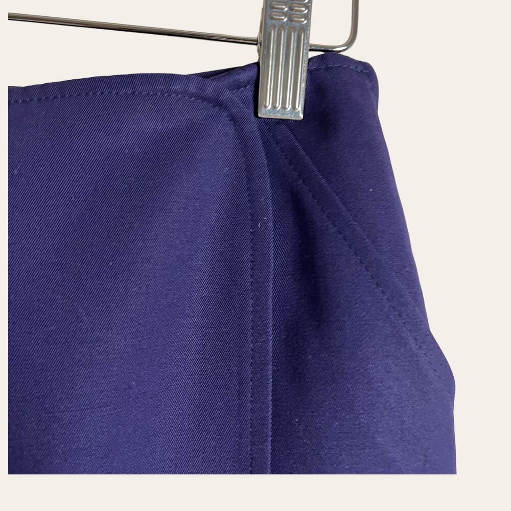 Giorgio Armani Solid Navy Purple Blue Straight Pencil Wrap Skirt Size 6 - Picture 3 of 11